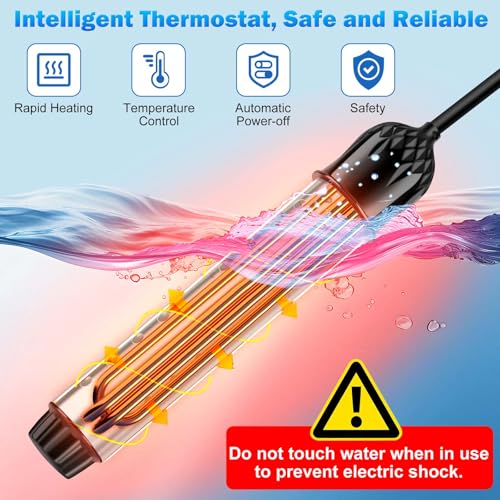 Portable Water Heater, 2000W Immersion Pool Heater, Bucket Electric Water Heater, New Upgraded Magnesium Oxide Heat Pipes, Fast Heating, with Digital Thermometer (1)