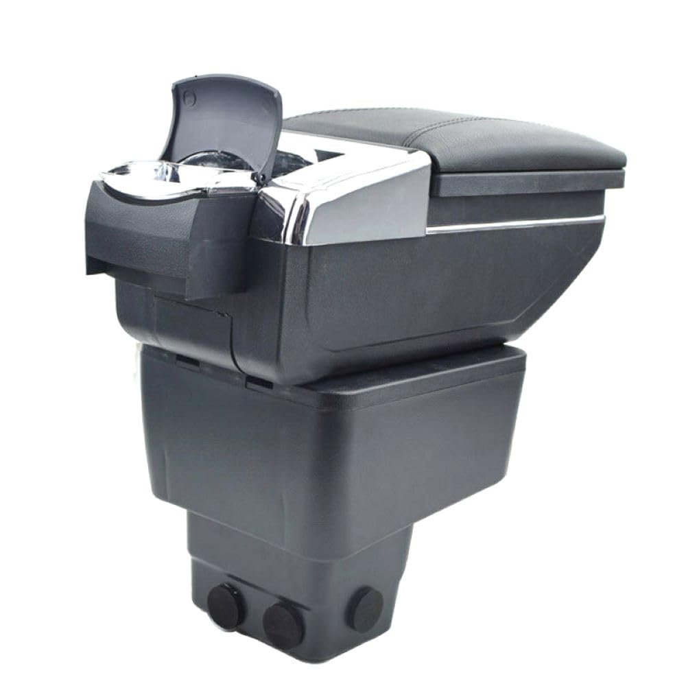 Armlehne Auto Mittelarmlehne Mittelkonsole Organizer Konsole Armlehnenbox Kompatibel mit Mazda Schwarz Leder Staufach Ablagefach 3D Drehbar Schiebeverdeck