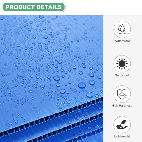 Image of M METERXITY 5-Pack Corrugated Plastic Sheets, 18 Inch x 24 Inch Waterproof Blank Corrugated Poster Board Yard Signs for Garage Sale /Office /Classroom /Party /Lawn Sign Road [5mm Thick, Blue]