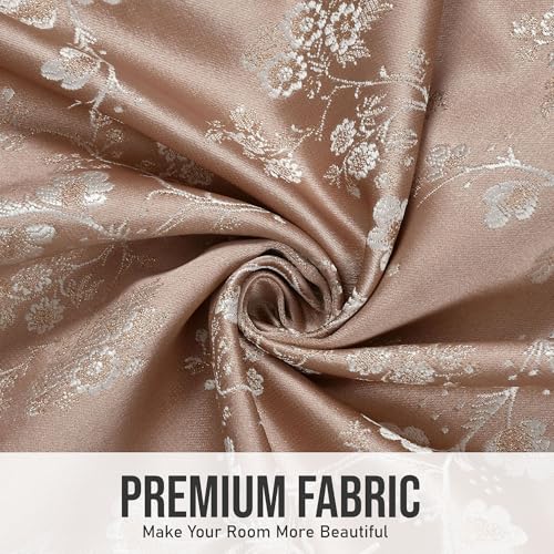 Image of FRESH FROM LOOM Eyelet Style Curtain 8 Feet Long Door & Window | Semi Blackout | Light Blocking 80% Darkening | Floral Look | Heavy Jari Jacquard Premium Luxury Parda (8feet, Onion, 1pc only)