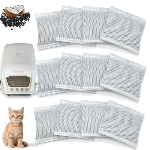 Image of NewKe 12Pcs Activated Carbon Odor Remover Refills for Hooded Cat Litter Box | Activated Charcoal Filters Replacement, Odor Eliminator for Automatic Litter Box, Filters for Pet Odor, Keep Home Fresh