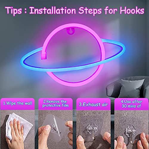 Planet Neon Signs, Cisteen Led Neon Light Sign Powered by Battery or USB, Wall Decor Led Lights Home Decoration Hanging Art Neon Signs for Bedroom,Game Room,Bar,Party,Kids Gift (Blue&Pink) - Image 6