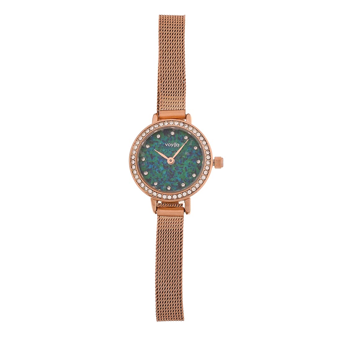 Voylla Blue Embellished Dial Stainless Steel Bracelet Style Straps Analogue Quartz Movement Ladies Watch for Women and Girls (B0BT82X46R) Amazon Price History, Amazon Price Tracker
