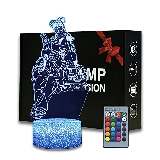 
                            3D Optical Illusion LED Night Light, 16 Colors Changeable with Remote Control Kids Bedroom Decoration Desk Lamp, Creative Lighting Gifts for Kids and APEX Legends Fans (MY786-LIFELINE)
                        