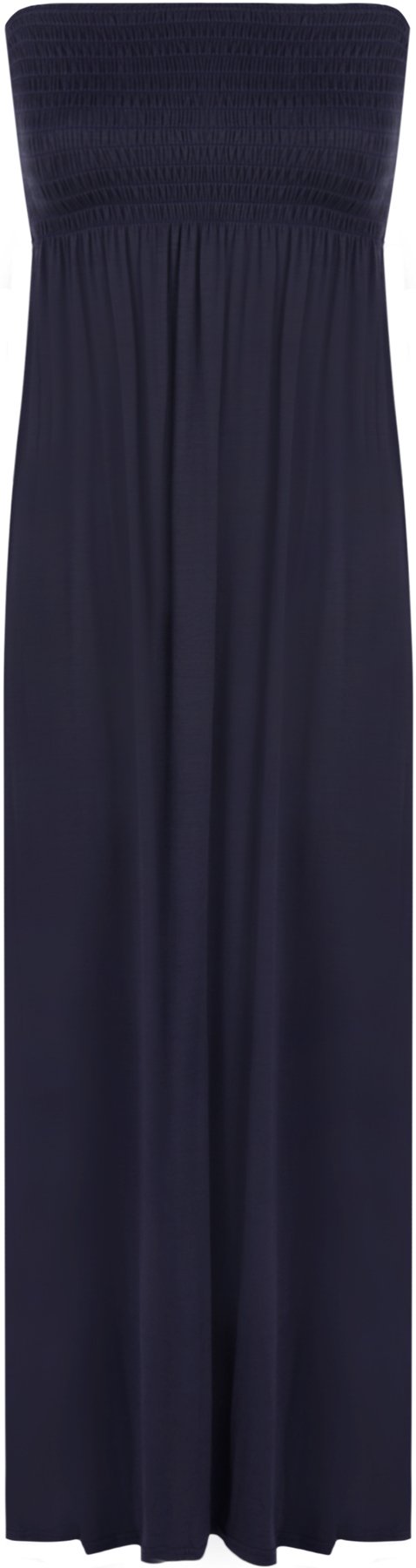 Wearall Women's Navy. Plus Size Printed Bandeau Stapless Shirred Long Maxi Dress Navy 20-22