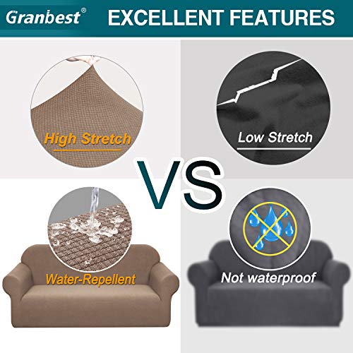 Granbest Premuim Water Repellent Armchair Covers 1 Piece Stretch Chair Slipcover for Living Room Non Slip Chair Protector Jacquard Sofa Cover 1 Seater Chair Covers (1 Seater - Image 4