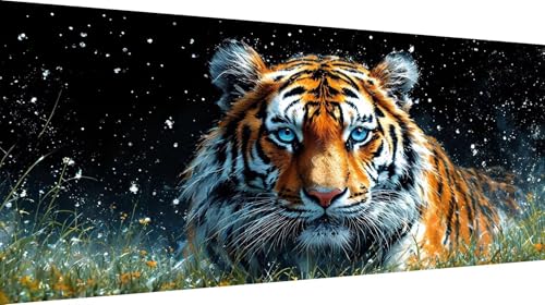 Broderie Diamant Tigre d'Hiver pour Décoration Murale de Salon