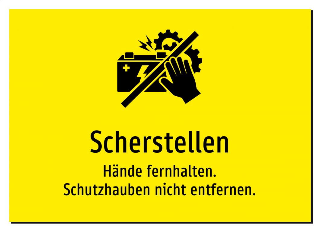 36242-DE-S-09 | Scherstellen - Hände fernhalten. Schutzhauben nicht