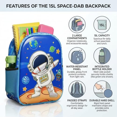 Image of Stylbase Kids 3D bags for boys girls Cartoon Backpack Lightweight, Waterproof, Adjustable Shoulder Straps, 2 Compartments School kids bags for 2-5 years (Space)