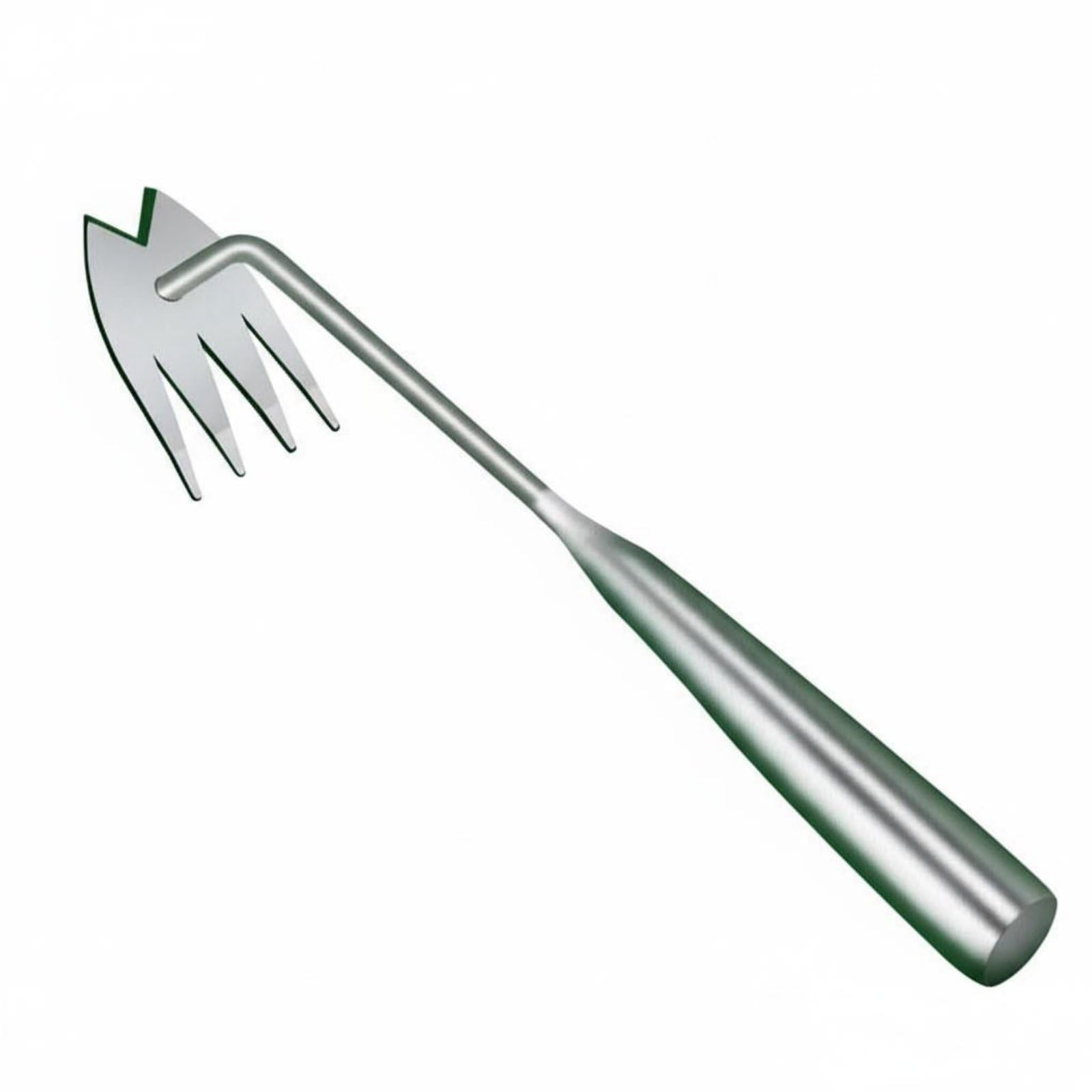 kowaku Diserbatrice Sradicatore Estirpatore Coltivatore a Trazione Profonda con Denti Penetrazione Nel Suolo per Radici Manico Solido in Legno O Acciaio, Ss V-shape 4-Denti