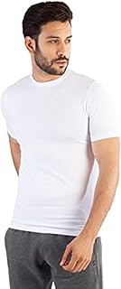 أندر شيرت رجالي نصف كم رقبة روند قطن ليكرا من ماسترز - أبيض (white, XL)