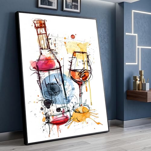 Peinture abstraite de bouteille de vin aquarelle 20x30cm