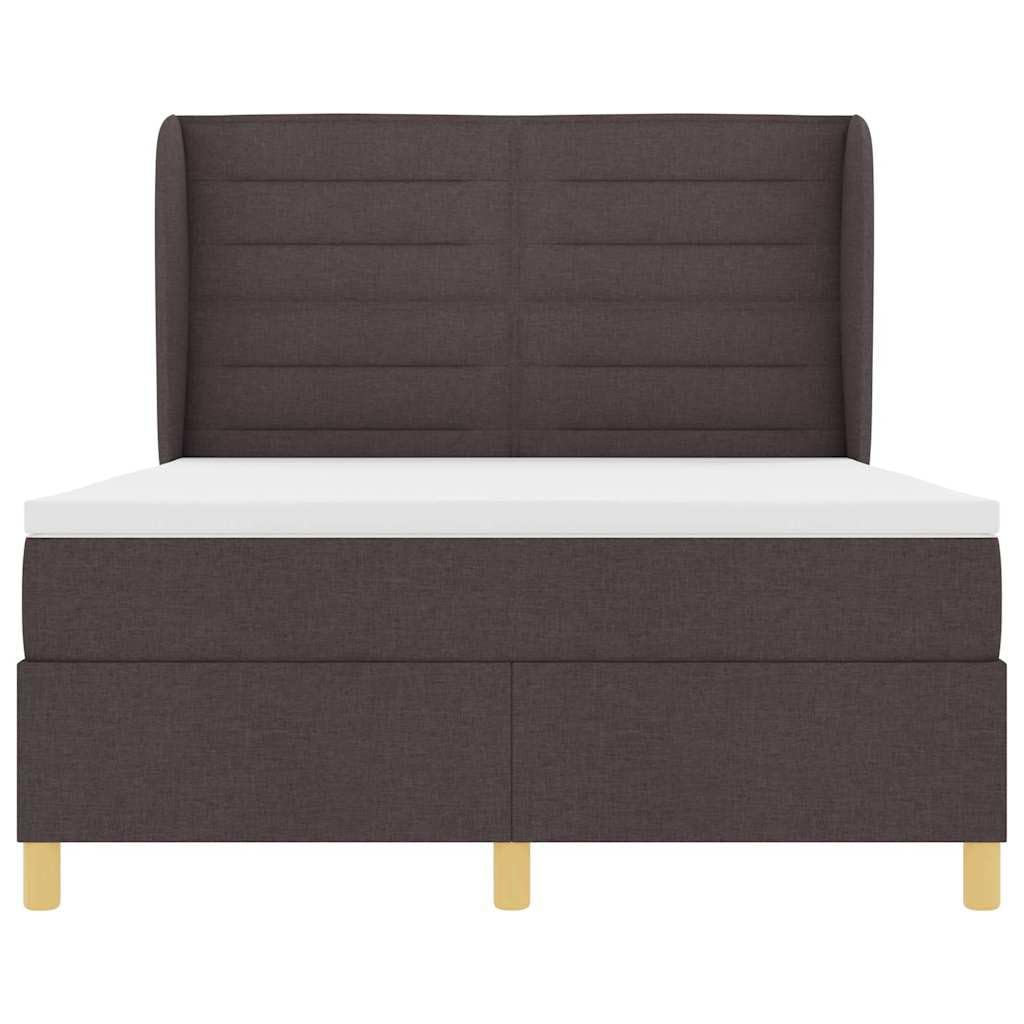 Boxspringbett mit Matratze Dunkelgrau 90x190 cm inklusive Topper höhenverstellbares Kopfteil Schaumstoffmatratze Stoffbezug Holzrahmen langlebig pflegeleicht Schlafzimmer Komfortset Dunkelbraun