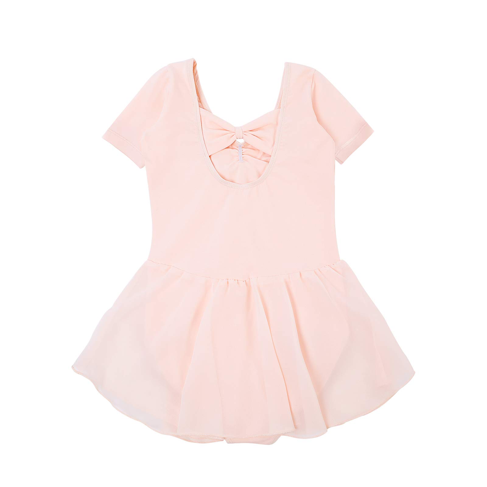 Bezioner Ragazza Balletto Leotard Vestito Danza Tutu Body Ginnastica Manica Corta con Chiffon Gonna