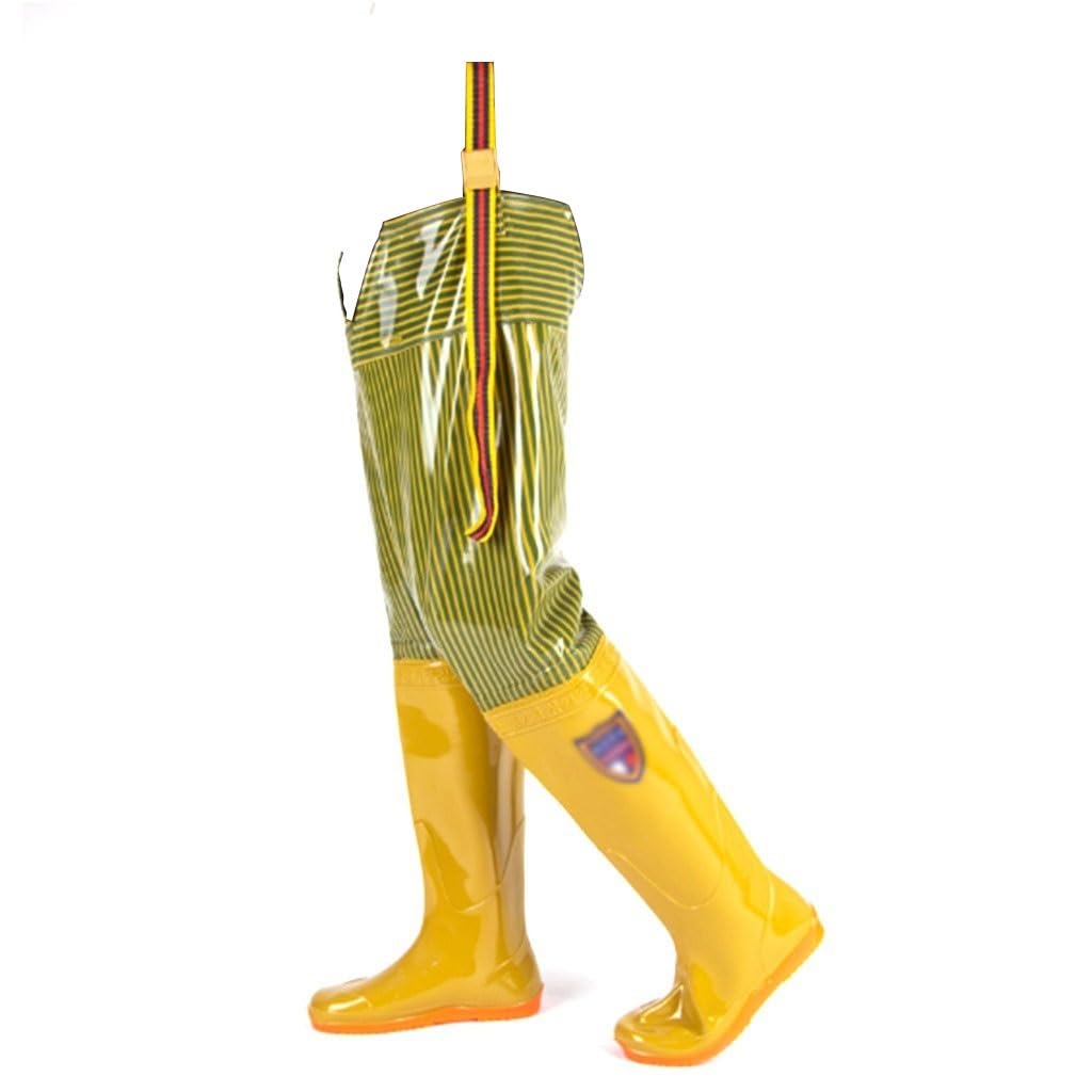 Wodoodporne wodery, Wodery wędkarskie Wodery biodrowe Żółte paski PVC Wodoodporne Wędkarstwo Łowiectwo Pośladki Wodery, Buty brodzące z regulowanymi klamrami(6)