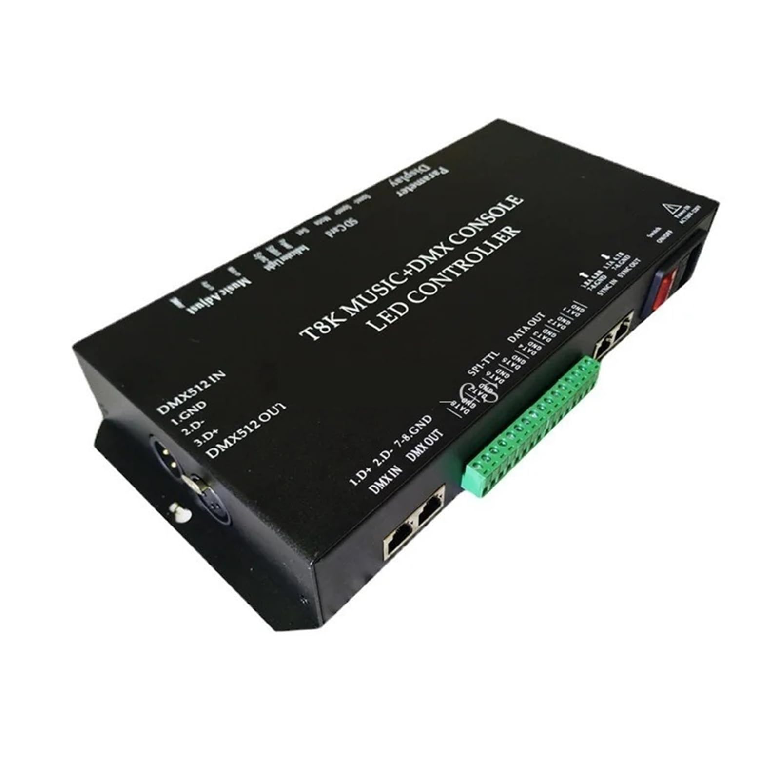 Controlador LED SPI-TTL de 8 canales con entrada auxiliar para tiras WS2811 y WS2812