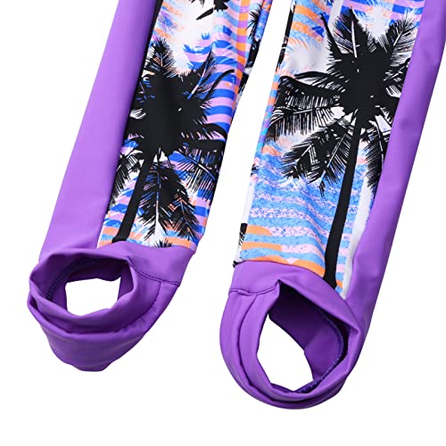 Image of TFJH E Girls Long Sleeve One Piece Swimsuit UPF 50+ Front Zipper Rash Guard Stirrup for Beach