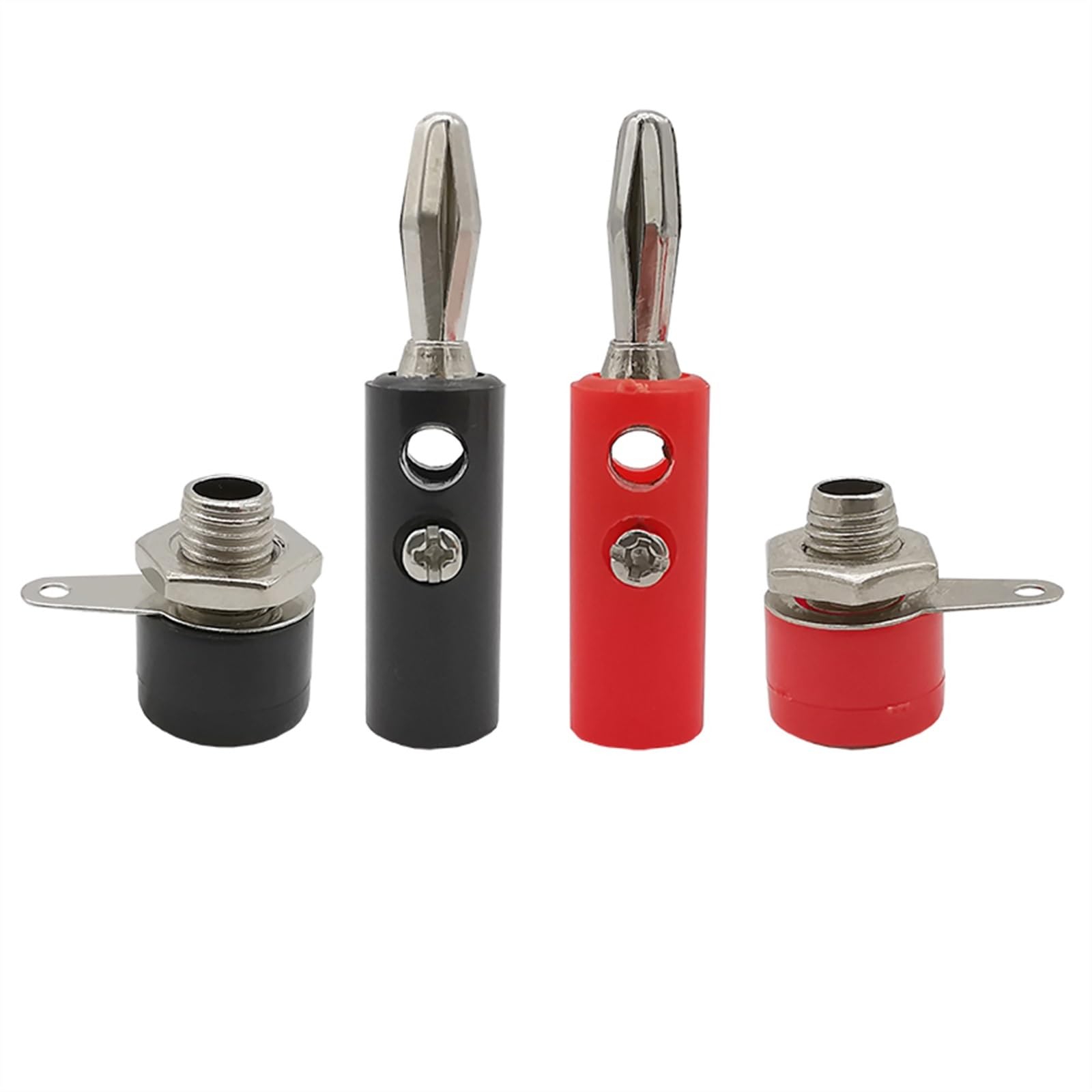 100 Paires Haut-Parleur 4mm fiche Banane et connecteur Kits Jack Panneau Terminal Rouge et Noir(100Pair Red)