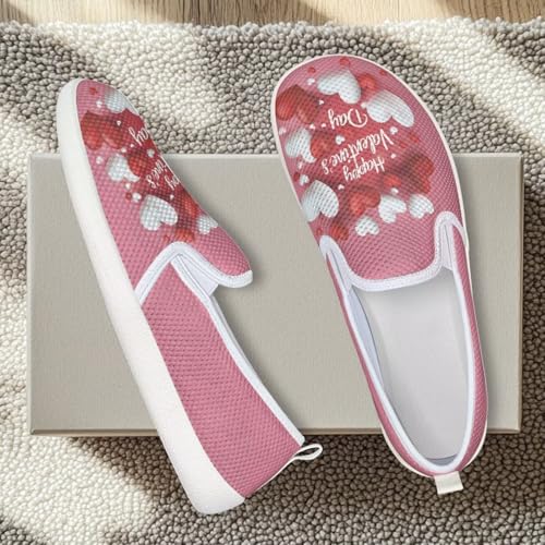 Howilath Valentine's Flat Shoes for Women Mesh Sneakers Slip on Anti-Skid Running Shoes Casual Sport Shoes2