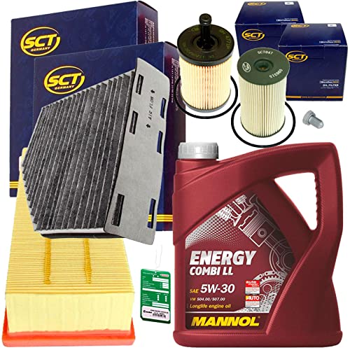 BandelOne enthält Inspektionspaket+5W30 Motoröl für 1.9+2.0 Tdi 1T1 2 Passat 3C Caddy 3