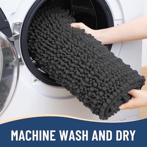 Image of Arotive Luxury Large Bathroom Rugs 40x32, Extra Soft Thick Absorbent Shaggy Chenille Bath Rugs, Machine Wash Dry, Bath Mats for Bathroom Floor, Tub and Shower, Home Decor Accessories, Dark Grey