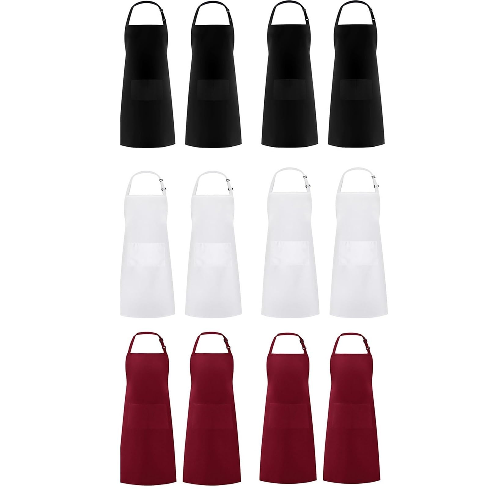 4 delantales simples de color sólido con 2 bolsillos; Delantal chef ajustable for la cocina adecuado for hombres y mujeres para Cocinar, Restaurante