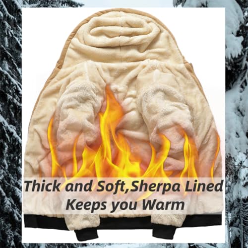 Men's Winter Fleece Thermal Jackets for Men Sherpa Lined Hoodies Warm Thick Jacket Outerwear2