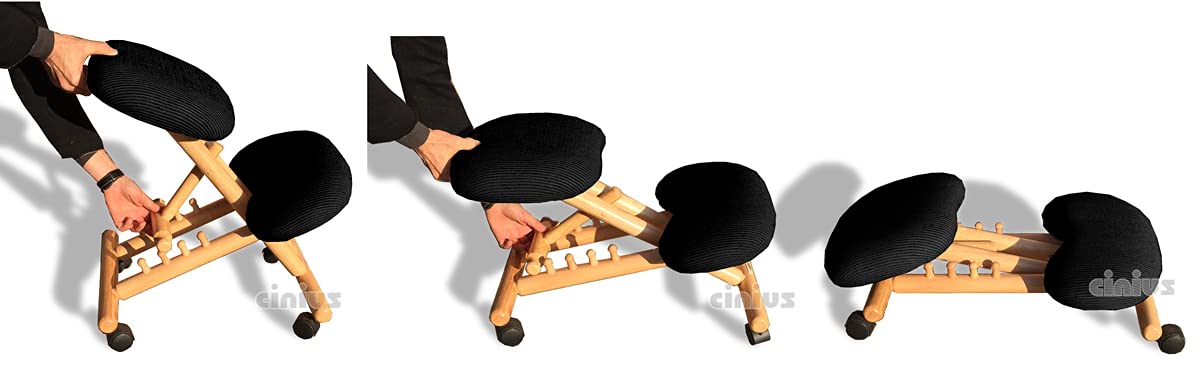 cinius Chaise Ergonomique (Made in Italy) avec Soutien des Genoux, Convient également aux Personnes Hautes (jusqu'à 190 cm) Idéal pour Ceux Qui travaillent Assis.