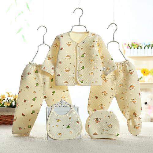 Image of Presents New Born Baby Winter Wear Printed Baby Clothes 5Pcs Sets 100% Cotton Boys Girls Unisex Baby Cotton /Winter or Flannel Suit Infant Clothes