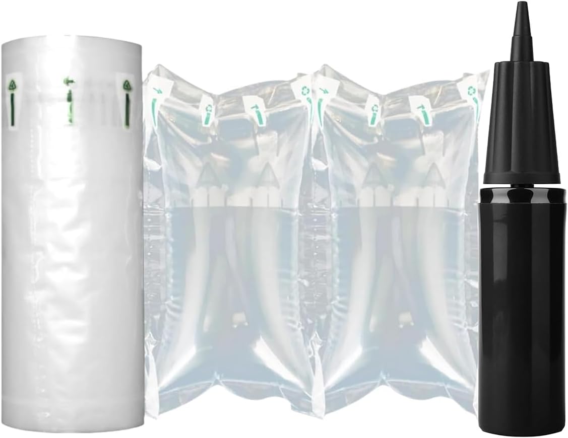Air Pillows for Shipping with Pump Packaging Air Bags 200 Count, 3.54" x 7.87" Inflatable Packing Materials Used for purse stuffing to keep shape and Shipping Mailing, Alternative to Packing Peanuts