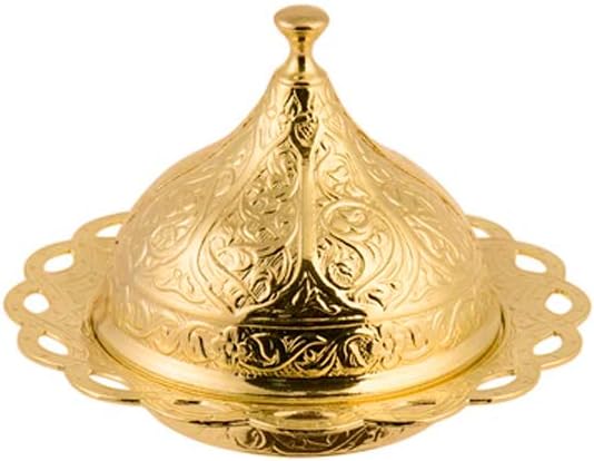 Alisveristime Turkish Coffee Set for Two - Authentic Ottoman Style Cups, Saucers, and Serving Tray with Lale Motifs (Acur) (Gold) - Image 8