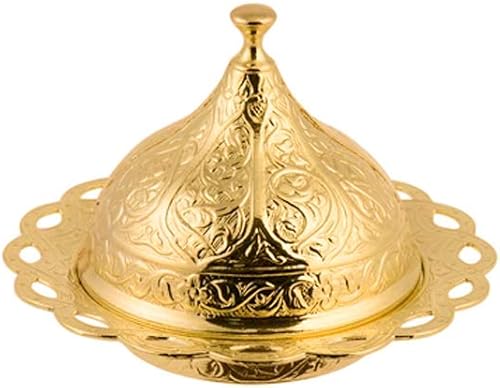 Miniatura 8 de Alisveristime Auténtico juego de tazas de café turco Zamak y porcelana, motivos de tulipanes (juego de 2) (Lale) (dorado)