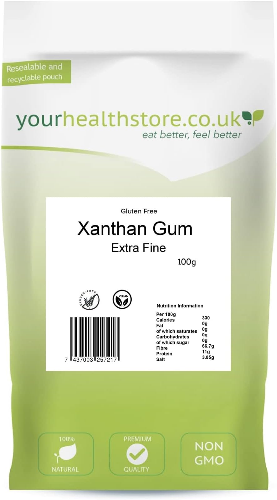 Xanthan Gum 100g by yourhealthstore, Gluten Free, Extra Fine 200 mesh, Non GMO.