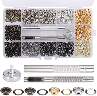 Zocipro Eyelet Punch Kit, 400 Sets 5mm Grommets Eyelets Kit with Hole Punch Tool, Metal Grommet Tool Kit for Fabric Leather Shoes Bag Canvas Belt DIY Crafts (1/5 Inch Inside Diameter)