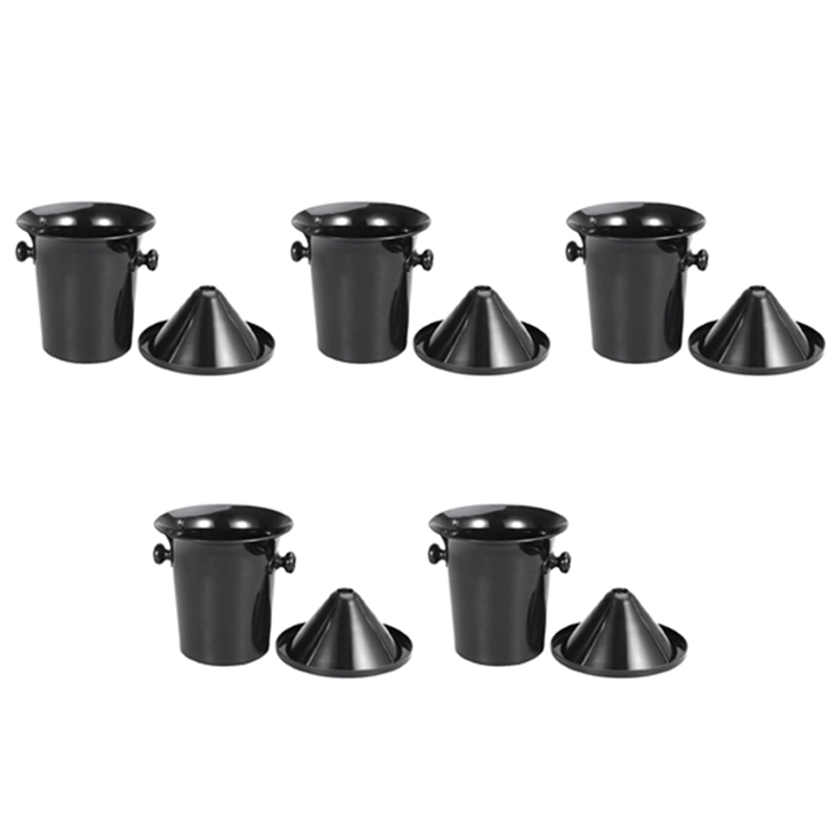 VENOAL 5X Crachoir à Vin en Plastique Noir - Taille Standard avec Seau à Champagne en Entonnoir Noir