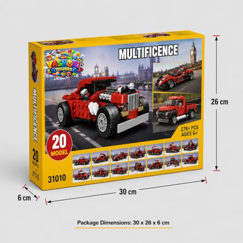 Image of Yashoni Automotive Building Blocks Toy Set for Kids | 10+ Construction Models in one Set| Aircraft, Excavator, Car Model Building Kit | Educational STEM Toy | Ages 6+ (Vintage Car)