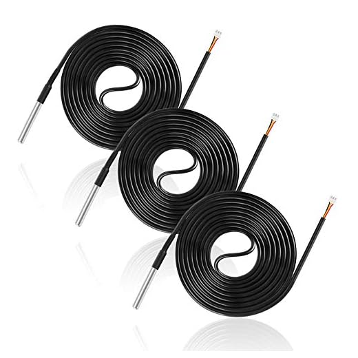 3 Piezas Acero Inoxidable Sensor de Temperatura, Impermeable Sensor de Temperatura DS18B20 Sonda Térmica Digital Cable del Sensor de Temperatura para Arduino y Raspberry Pi, 2M