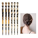 6 Pack Acetate Hair Sticks Leopard Printed Hair Chopsticks Tortoise Shell Hairpin Chopsticks Hair Cl