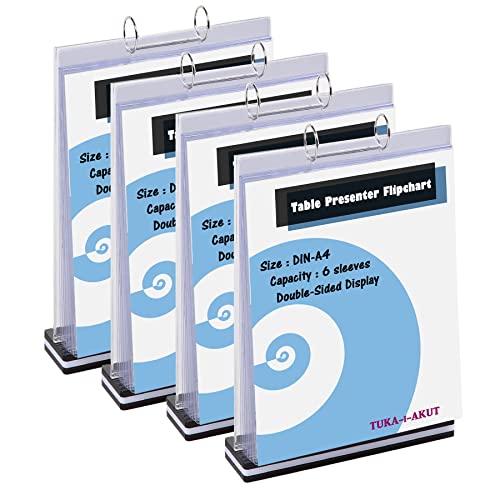Présentateur de tableau à feuilles A4 TUKA-i-AKUT avec base, 6 pochettes pour affichage menu