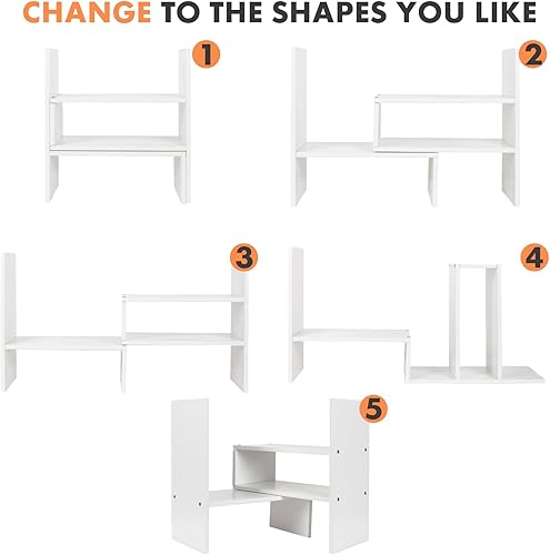 Miniatura 4 de ShellKingdom Organizador de estante de escritorio, estantes de escritorio, estante de esquina de escritorio ajustable, estante de almacenamiento de