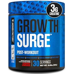 Jacked Factory Growth Surge Creatine Post Workout w/L-Carnitine – Daily Muscle Builder & Recovery Supplement with Creatine Monohydrate, Betaine, L-Carnitine L-Tartrate – 30 Servings, Cherry Limeade