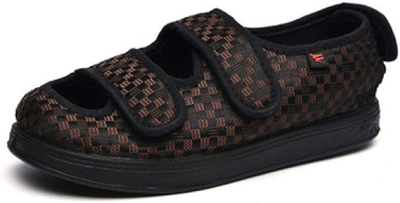 Extra Wide Slipper Diabetic Shoes,Swollen feet and deformed breathable shoes, diabetes rehabilitation shoes-UK5.5_black,Adjustable Post-op Shoes Footwear