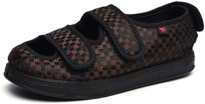 Extra Wide Slipper Diabetic Shoes,Swollen feet and deformed breathable shoes, diabetes rehabilitation shoes-UK5.5_black,Adjustable Post-op Shoes Footwear