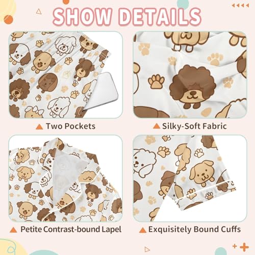 Animal Puppy Cute Paw Pajamas Set Soft Satin Pjs Sets 2 Piece Short Sleeve Sleepwear Casual Loungewear3