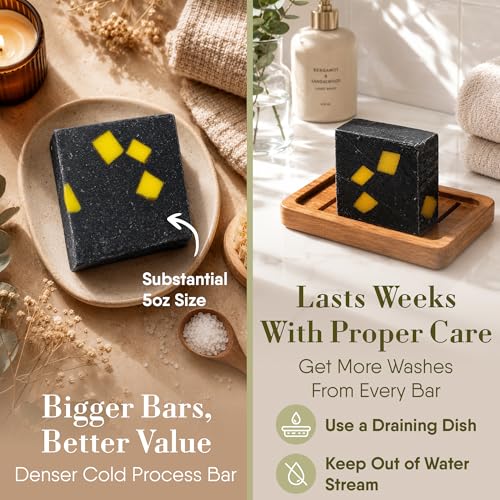 Image of 360Feel Handmade Castile Soap - Pine Tar, 5 oz, 4-Pack | Made in the USA, Cold-Processed, Moisturizing with a Artisanal Scent for Relaxation - Calm, Rich, Creamy Lather
