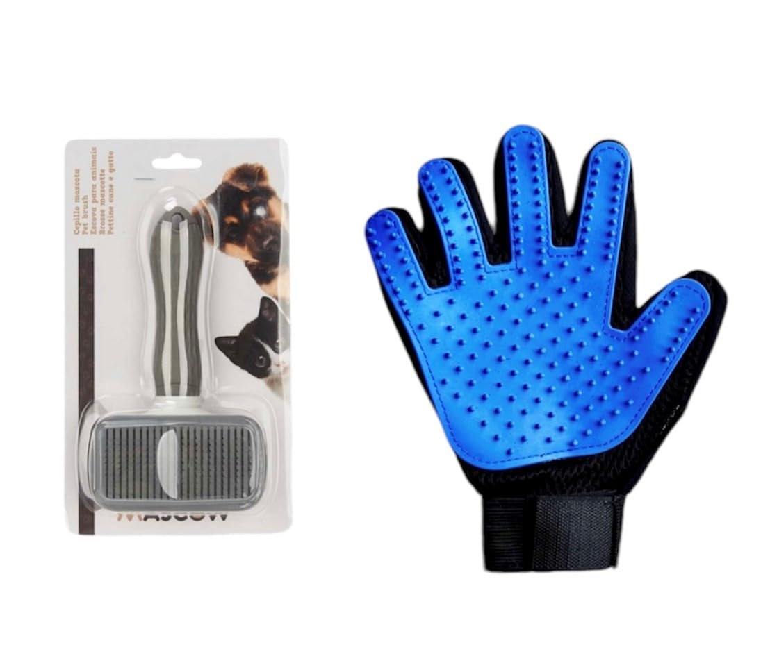 Kit De Eliminacion De Pelos Cepillo Quitapelos Para Perros Y Gatos + Guante Manopla Para Mascotas De Pelo Corto Y largo Peine Atrapa Pelos Muerto