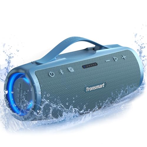 Tronsmart Mirtune S100 Portable Bluetooth Speaker, 50W Punchy Bass & Clear Treble, Retractable Handle, 20H Playtime, IPX7 Waterproof, Customize EQ for Outdoor, Camping,Beach(Blue)