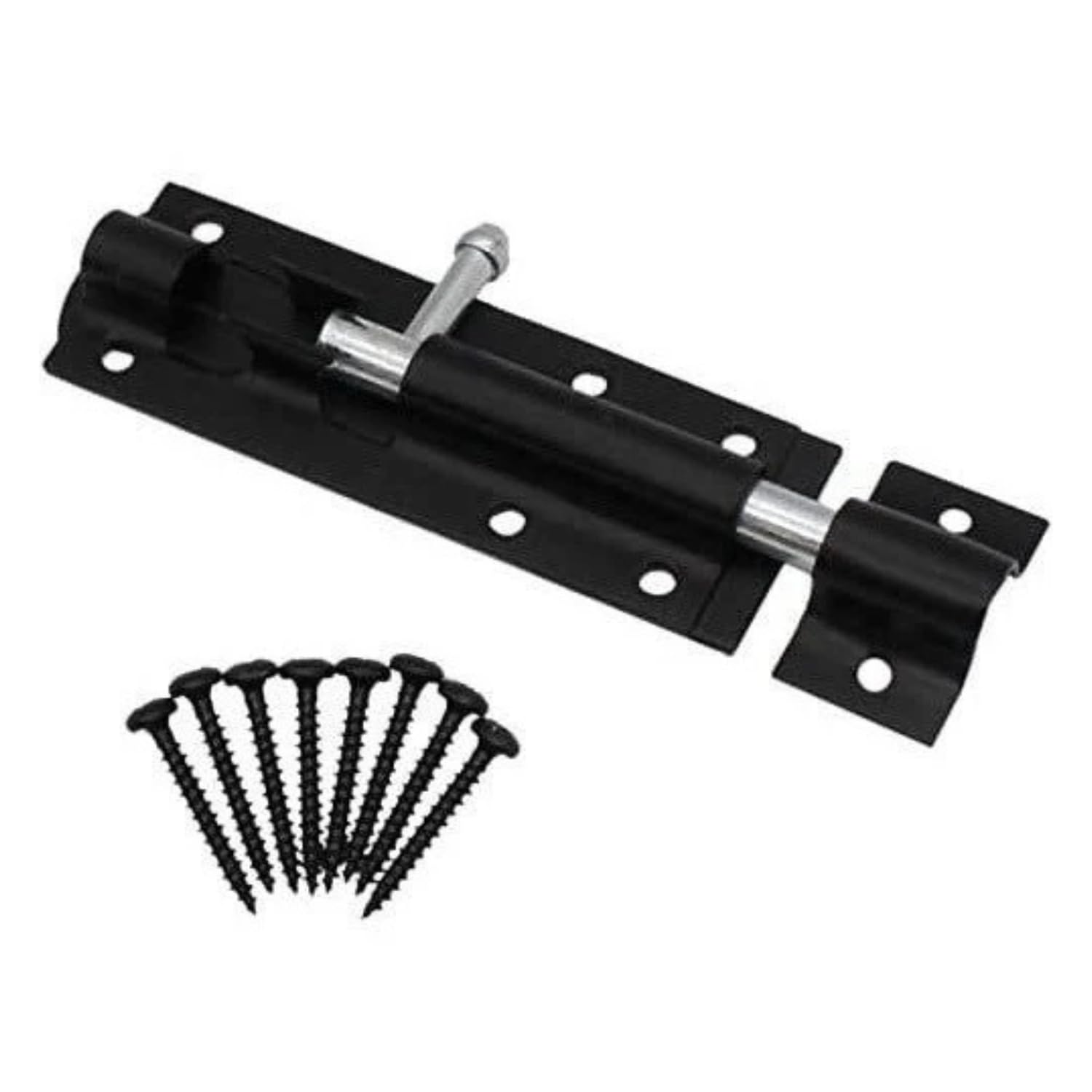 Garden Mile 6 Black Tower Bolt 1Pc Sliding Black Door Bolt 6" / 150Mm Powder Coated Black Door Bolts For Internal Doors Heavy Duty Gate Bolts For Wooden Gates Rustproof Straight Door Bolt For Indoors And Outdoors