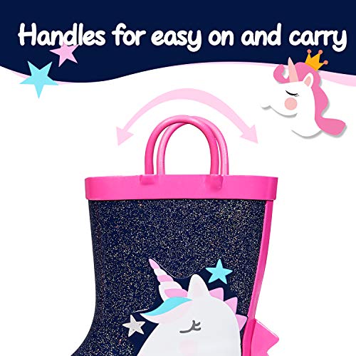 Image of mysoft Kid Rain Boots Toddler Rubber Waterproof Boot Boy Girl with Handle | Pull on, Slip Resistant