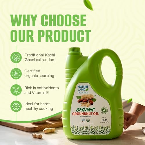 Image of Natureland Organics Groundnut /Peanut Oil 5 Ltr. - Cold Pressed Organic Healthy Oils